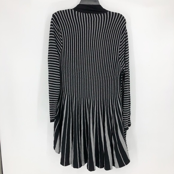 Soft Surroundngs Womens Cardigan Sweater Large Cashmere Angora Knit Black Stripe - Picture 3 of 6